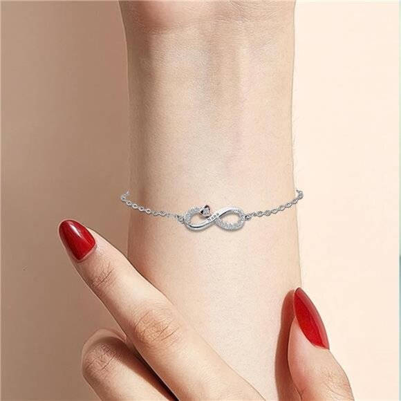 Infinity Rose Gold Heart Bracelet - Stainless Steel Birthday Gift Mom, Daughter - Picture 4 of 5